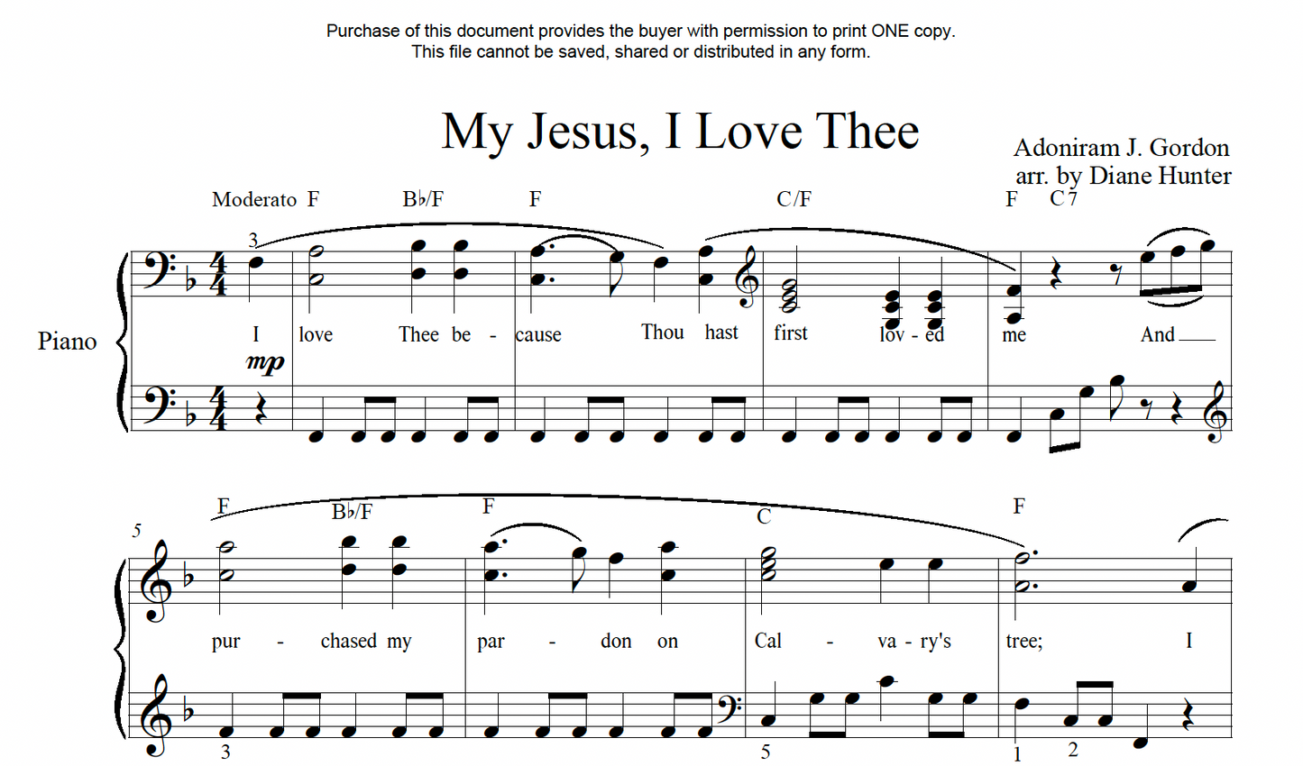 My Jesus, I Love Thee (PDF Download)