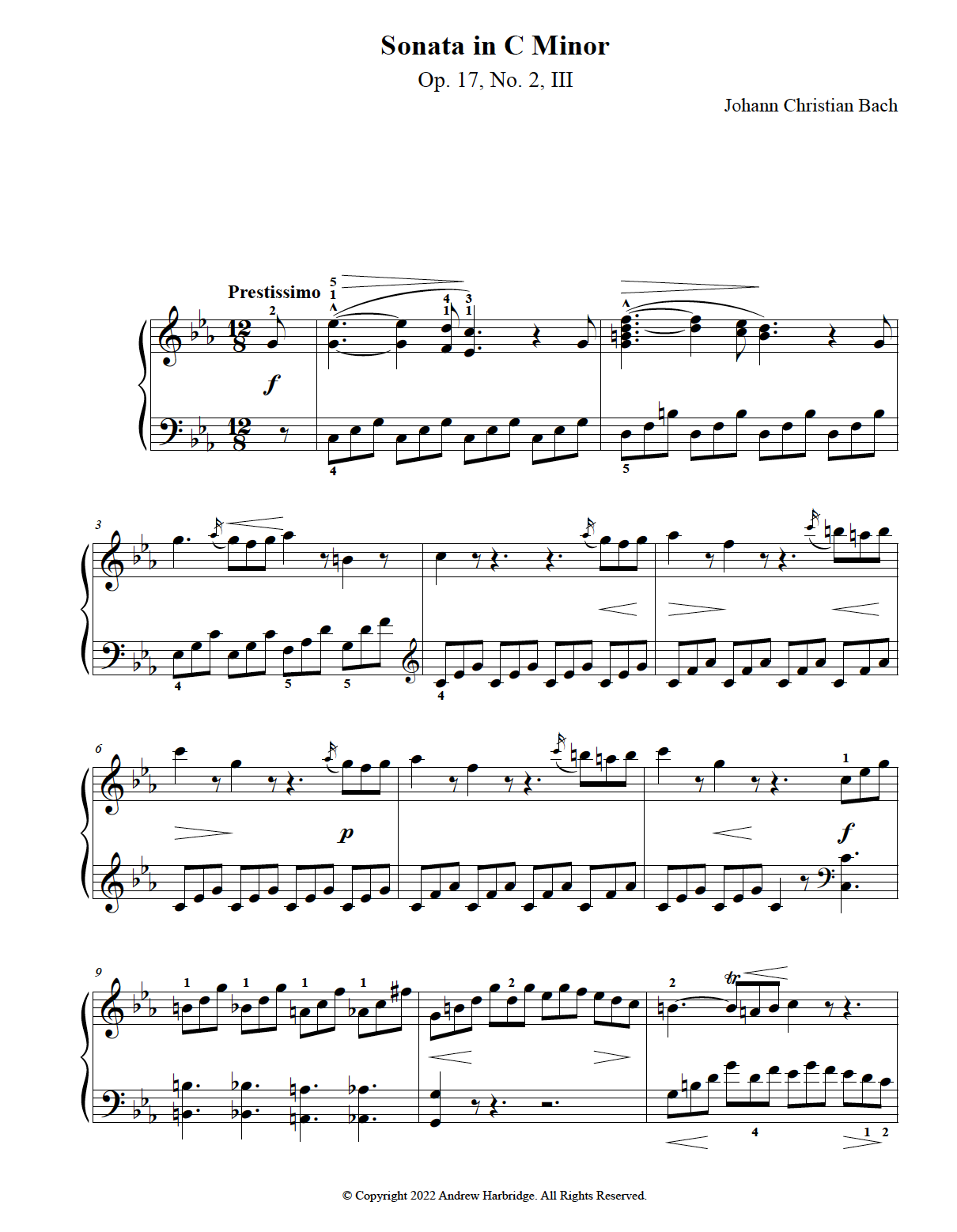 Sample of Sonata in C Minor op. 17, No. 2, III composed by J.C. Bach